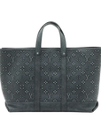 Pre-Loved Monogram Embossed Tote Tote Monogram Leather with Silver Hardware, Black