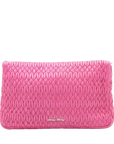 Pre-Loved Crystal Matelassé Shoulder Bag Matelassé Leather with Silver Hardware, Pink