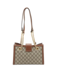 Pre-Loved Padlock Tote Monogram Coated Canvas Small with Gold Hardware, Beige Ebony