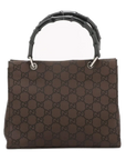 Pre-Loved Bamboo Tote Monogram Canvas with Silver Hardware, Brown