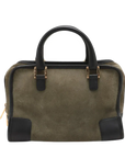 Pre-Loved Amazona Handbag Suede 28 with Gold Hardware, Olive Green
