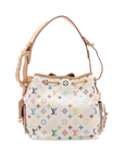 Pre-Loved Petit Noé Shoulder Bag Monogram Multicolore Coated Canvas Petit with Gold Hardware, White Multicolor
