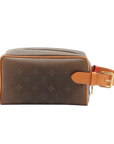 Pre-Loved Dopp Kit Pochette Monogram Coated Canvas with Gold Hardware, Brown