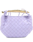 Pre-Loved Sardine Crossbody Bag Intrecciato Leather Mini with Gold Hardware, Lilac
