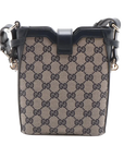 Pre-Loved GG Canvas Bucket Bag Crossbody Bag GG Monogram Coated Canvas Mini with Gold Hardware, Navy / Beige