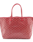 Pre-Loved Saint Louis Tote Goyardine Chevron Coated Canvas PM with Gold Hardware, Red
