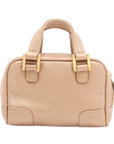 Pre-Loved Amazona Handbag Leather Mini with Gold Hardware, Metallic Beige