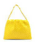 Pre-Loved Intrecciato Bulb Shoulder Bag Intrecciato Leather Small with Gold Hardware, Yellow