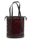 Pre-Loved Lace Bucket Bag Monogram Leather PM with Black Hardware, Black