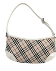 Pre-Loved Nova Check Hobo Shoulder Bag Nova Check Coated Canvas Small with Silver Hardware, Beige Multicolor