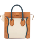 Pre-Loved Luggage Handbag Leather Nano with Silver Hardware, Cream Multicolor