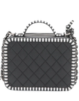 Pre-Loved CC Filigree Vanity Case Shoulder Bag Quilted Leather Medium with Silver Hardware, Black