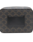 Pre-Loved Triomphe Camera Bag Crossbody Bag Triomphe Coated Canvas Medium with Silver Hardware, Black Brown