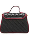 Pre-Loved GG Marmont Top Handle Handbag Quilted Leather Mini with Gold Hardware, Black