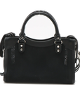 Pre-Loved Classic City Handbag Canvas Plain Mini with Silver Hardware, Black