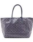 Pre-Loved Saint Louis Tote Goyardine Coated Canvas PM with Silver Hardware, Navy
