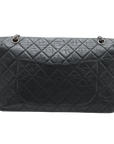 Pre-Loved 2.55 Reissue Double Flap Shoulder Bag Quilted Leather 227 with Aged Silver Hardware, Black