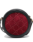 Pre-Loved Ophidia Round Mini Crossbody Bag Monogram Velvet Mini with Aged Gold Hardware, Red and Black