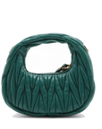 Pre-Loved Wander Matelassé Hobo Handbag Quilted Leather Micro with Gold Hardware, Green
