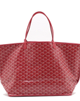 Pre-Loved Saint Louis Tote Chevron Coated Canvas GM with Gold Hardware, Red
