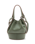 Pre-Loved Balloon Bucket Bag Leather Mini with Gold Hardware, Sage Green