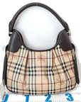 Pre-Loved Brooke Hobo Shoulder Bag Haymarket Check Coated Canvas with Gold Hardware, Beige