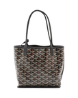 Pre-Loved Anjou Mini Tote Goyardine Chevron Coated Canvas Mini, Black/Tan