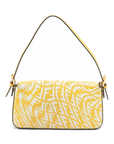Pre-Loved Baguette Shoulder Bag FF Vertigo Coated Canvas with Gold Hardware, Yellow and White
