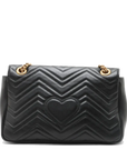 Pre-Loved GG Marmont Shoulder Bag Quilted Leather Medium with Aged Gold Hardware, Black