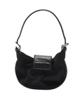 Pre-Loved Mini Mamma Baguette Shoulder Bag Canvas Plain Mini with Silver Hardware, Black