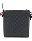 Pre-Loved GG Supreme Messenger Crossbody Bag Monogram Coated Canvas Small with Silver Hardware, Black