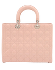 Pre-Loved Lady Dior Handbag Cannage Patent Leather Large with Silver Hardware, Pink