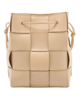 Pre-Loved Cassette Bucket Bucket Bag Intrecciato Leather Small, Beige