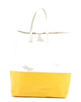 Pre-Loved Cabas Bi-Cabas Vertical Tote Leather with Gold Hardware, White and Yellow