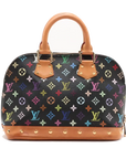 Pre-Loved Alma Handbag Monogram Coated Canvas PM with Gold Hardware, Black Multicolor