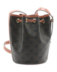 Pre-Loved Triomphe Drawstring Bucket Bucket Bag Triomphe Canvas Coated Small with Gold Hardware, Brown