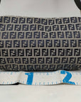 Pre-Loved Mamma Baguette Shoulder Bag Zucchino Canvas Coated with Silver Hardware, Navy and Grey