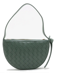 Pre-Loved Sunrise Shoulder Bag Intrecciato Leather Small with Gold Hardware, Sage Green