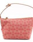 Pre-Loved Anagram Pochette Shoulder Bag Anagram Canvas Small with Gold Hardware, Red and Beige