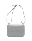 Pre-Loved Hook Shoulder Bag Leather Small with Gold Hardware, Light Grey