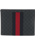 Pre-Loved GG Supreme Web Pouch Pochette Monogram Coated Canvas with Silver Hardware, Black