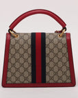 Pre-Loved Queen Margaret Handbag Monogram Coated Canvas Small with Aged Gold Hardware, Beige Ebony Red