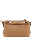 Pre-Loved Selleria Peekaboo Crossbody Bag Leather Mini with Silver Hardware, Tan