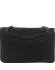 Pre-Loved 2.55 Reissue Double Flap Shoulder Bag Quilted Jersey 226 with Aged Silver Hardware, Black