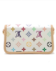 Pre-Loved Sologne (Murakami 20th Anniversary) Crossbody Bag Monogram Multicolore Coated Canvas Mini with Gold Hardware, White Multicolor