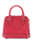 Pre-Loved Horsebit 1955 Handbag Woven Raffia Mini with Gold Hardware, Pink