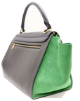 Pre-Loved Trapeze Handbag Leather Medium with Gold Hardware, Gray