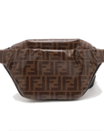 Pre-Loved FF Logo Belt Bag Belt Bag Coated Canvas with Silver Hardware, Brown