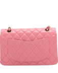 Pre-Loved Classic Double Flap Shoulder Bag Quilted Leather Small with Rainbow Iridescent Hardware, Pink