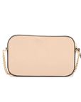 Pre-Loved GG Embossed Mini Chain Camera Bag Crossbody Bag Monogram Leather Mini with Gold Hardware, Beige